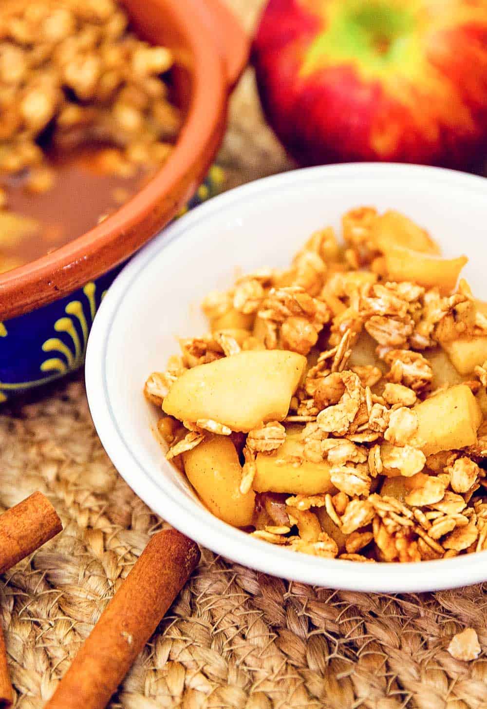 Apple Crisp, Apples, Crisp, whole food plant based, plant based, cinnamon, healthy, dessert