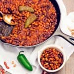 bbq baked beans, beans, bbq, recipe, vegan, vegetarian, whole food plant based, wfpb, gluten free, oil free, refined sugar free, no oil, no refined sugar, no dairy, dinner, lunch, side, side dish, dinner party, entertaining, simple, healthy, picnic