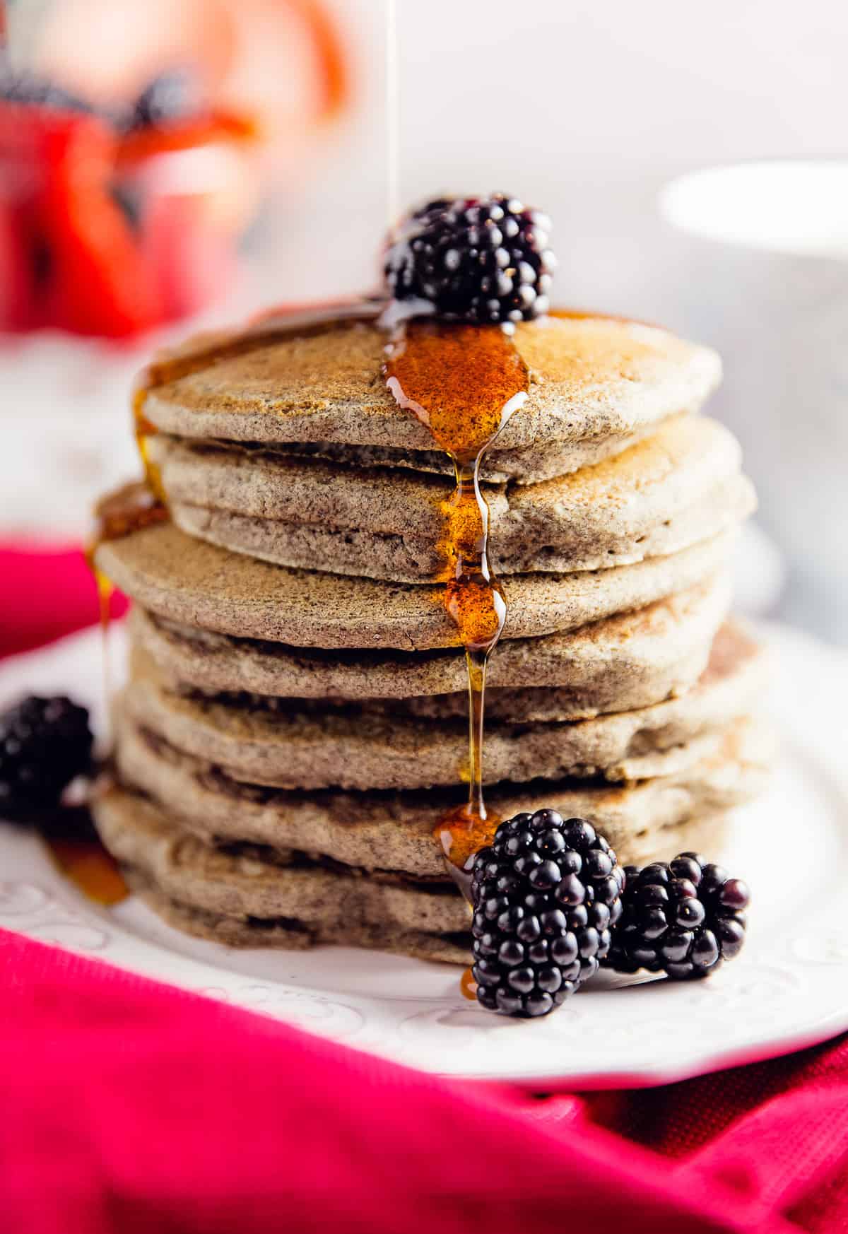 buckwheat pancakes, pancakes, maple syrup, refined sugar free, no refined sugar, breakfast, vegan, vegan recipe, whole food plant based recipe, whole food plant based, vegetarian, vegetarian recipe, gluten free, gluten free recipe, vegan breakfast, vegan meals, vegetarian breakfast, vegetarian meal, whole food plant based breakfast, whole food plant based meal, gluten free breakfast, gluten free meal, healthy, oil free, no oil, healthy breakfast, healthy pancakes, fast, simple, quick, easy, 30 minutes or less, summer, fall, winter, spring, entertaining, holiday