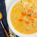 creamy cauliflower bean soup, cauliflower, bean, soup, recipe, vegan, vegetarian, whole food plant based, wfpb, gluten free, oil free, refined sugar free, no oil, no refined sugar, no dairy, dinner, lunch, side, appetizer, dinner party, entertaining, simple, healthy