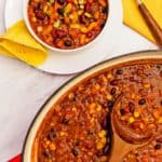 five bean chili, bean chili, chili, recipe, vegan, vegetarian, whole food plant based, wfpb, gluten free, oil free, refined sugar free, no oil, no refined sugar, no dairy, dinner, lunch, dinner party, entertaining, simple, healthy