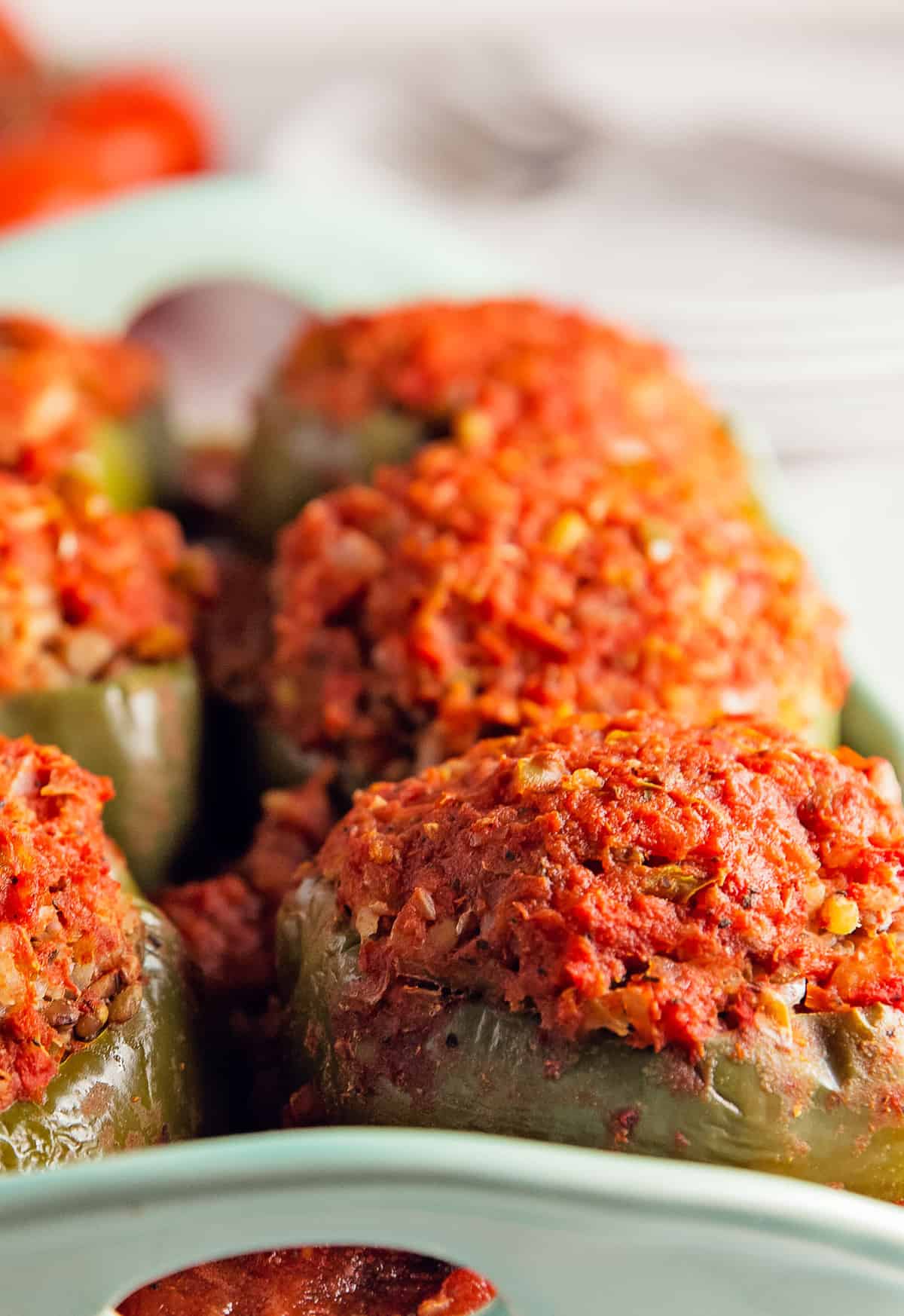 old fashioned stuffed peppers, stuffed peppers, peppers, bell peppers, recipe, stuffed pepper recipe, vegan, vegan recipe, whole food plant based recipe, whole food plant based, vegetarian, vegetarian recipe, gluten free, gluten free recipe, vegan dinner, vegan meals, vegetarian dinner, vegetarian meal, whole food plant based dinner, whole food plant based meal, gluten free dinner, gluten free meal, healthy, oil free, no oil, tomatoes, rice, lentils, mashed potatoes, red gravy, tomato gravy, entertaining, wfpb, dairy free, no dairy, traditional, American, classic, delicious, the best, winter, fall, spring, summer