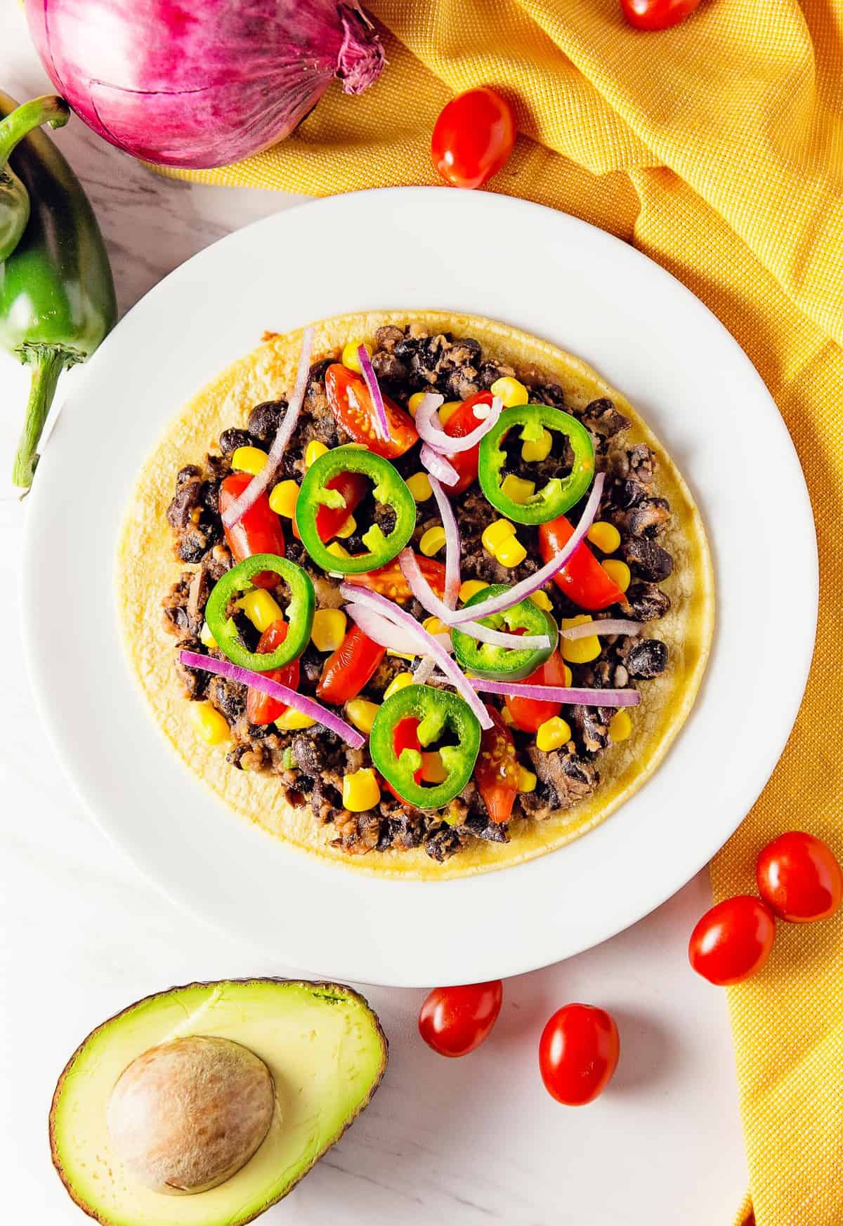 quesadilla, spicy black beans, dairy free quesadilla, whole food plant based quesadilla, recipe, quesadilla recipe, dairy free quesadilla recipe, vegan, vegan recipe, whole food plant based recipe, whole food plant based, vegetarian, vegetarian recipe, gluten free, gluten free recipe, vegan dinner, vegan lunch, vegan meals, vegetarian dinner, vegetarian lunch, vegetarian meal, whole food plant based dinner, whole food plant based lunch, whole food plant based meal, gluten free dinner, gluten free lunch, gluten free meal, healthy, oil free, no oil, red onions, corn, black beans, green onions, tomatoes, jalapeño, quick dinner, fast dinner, entertaining, wfpb, dairy free, no dairy, traditional, Mexican, Southwestern, classic, delicious, the best, winter, fall, spring, summer, fast, easy, quick, simple, 30 minutes,