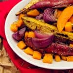 oven roasted rosemary root vegetables, root vegetables, recipe, vegan, vegetarian, whole food plant based, wfpb, gluten free, oil free, refined sugar free, no oil, no refined sugar, no dairy, dinner, lunch, side, side dish, dinner party, entertaining, simple, healthy