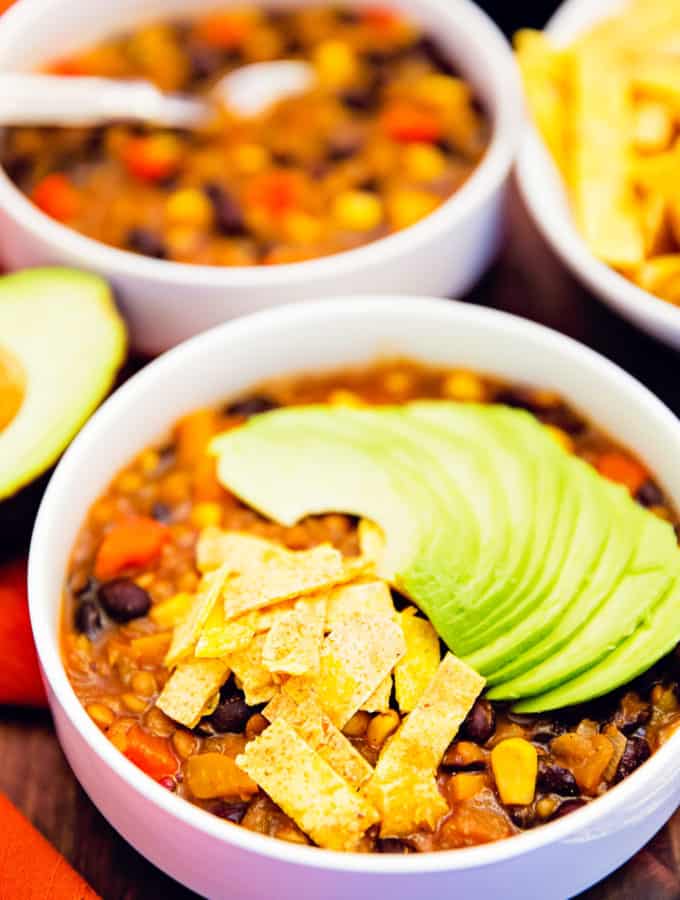 tortilla stew, soup, stew, recipe, vegan, vegetarian, whole food plant based, wfpb, gluten free, oil free, refined sugar free, no oil, no refined sugar, no dairy, dinner, lunch, appetizer, dinner party, entertaining, simple, healthy