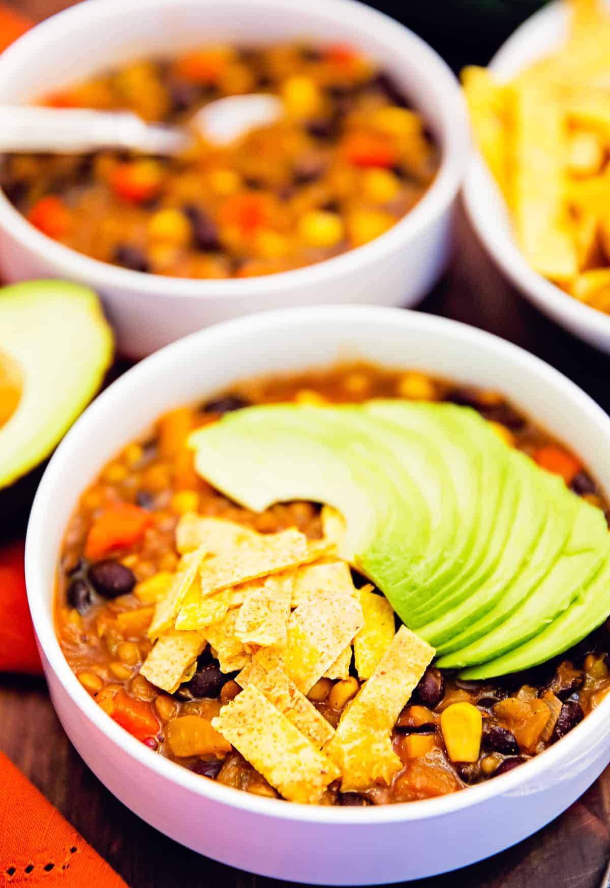 tortilla stew, soup, stew, recipe, vegan, vegetarian, whole food plant based, wfpb, gluten free, oil free, refined sugar free, no oil, no refined sugar, no dairy, dinner, lunch, appetizer, dinner party, entertaining, simple, healthy