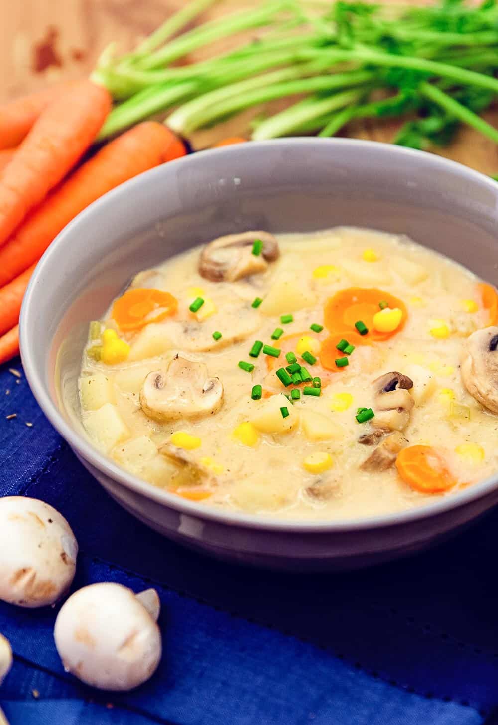 Vegan Clam Chowder, Vegan, wfpb, Chowder, Mushrooms, Soup, Creamy, Whole food plant based, plant based, vegetarian, no oil, no refined sugar, healthy, wholesome