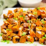 sweet potatoes with tahini sauce, sweet potatoes, vegan, vegetarian, whole food plant based, gluten free, recipe, wfpb, healthy, oil free, no refined sugar, no oil, refined sugar free, lunch, dinner, side, side dish, easy, fast, quick, dairy free,