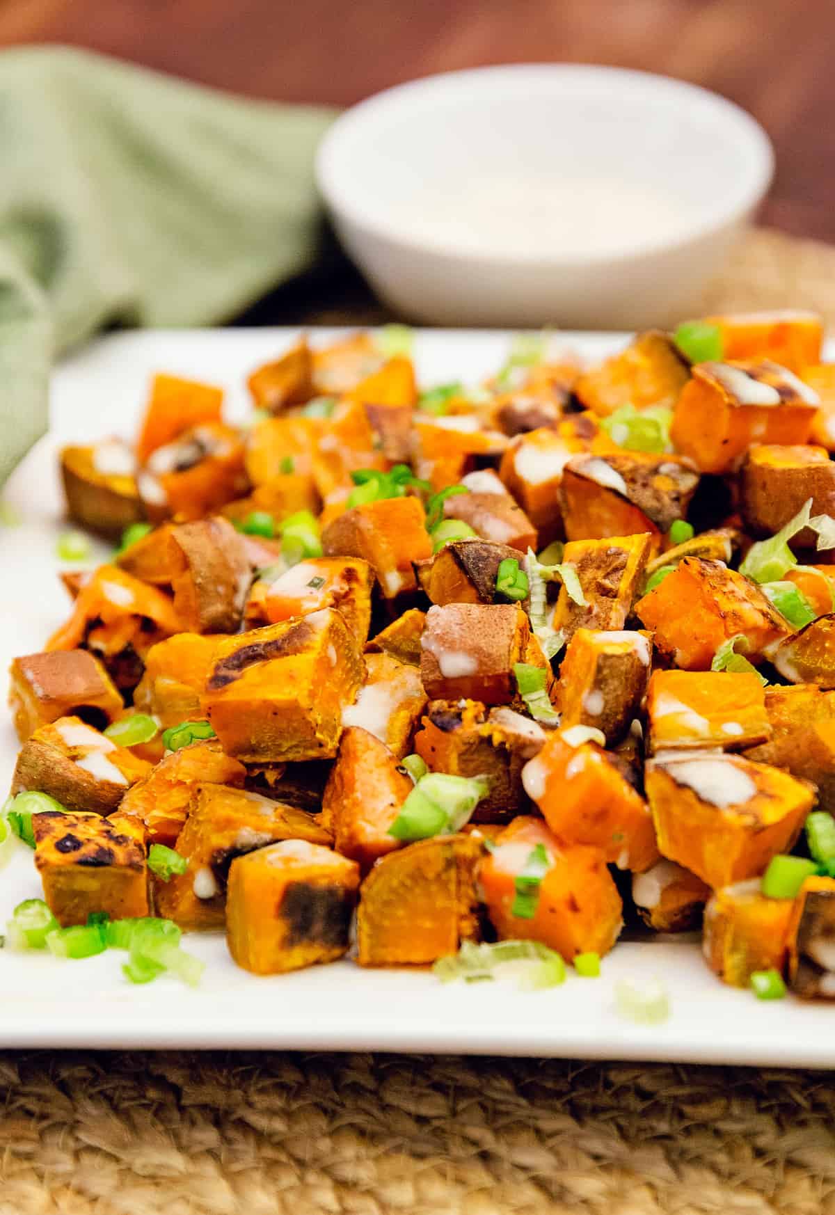 sweet potatoes with tahini sauce, sweet potatoes, vegan, vegetarian, whole food plant based, gluten free, recipe, wfpb, healthy, oil free, no refined sugar, no oil, refined sugar free, lunch, dinner, side, side dish, easy, fast, quick, dairy free,