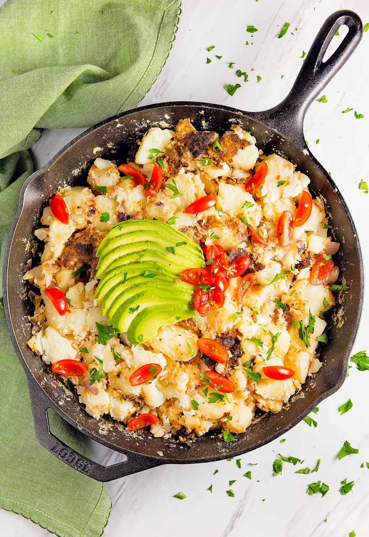 Hash Brown Potato Bowl, vegan, vegetarian, whole food plant based, gluten free, recipe, wfpb, healthy, oil free, no refined sugar, no oil, refined sugar free, dinner, side, side dish, dairy free, dinner party, entertaining