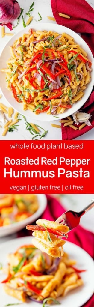 Roasted Red Pepper Hummus Pasta - Monkey and Me Kitchen Adventures