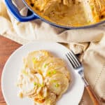 scalloped potatoes, potatoes, vegan, vegetarian, whole food plant based, gluten free, recipe, wfpb, healthy, oil free, no refined sugar, no oil, refined sugar free, dinner, side, side dish, dairy free, entertaining, dinner party