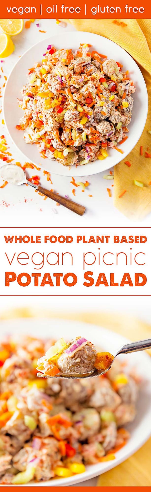 Vegan Picnic Potato Salad, vegan, vegetarian, whole food plant based, gluten free, recipe, wfpb, healthy, oil free, no refined sugar, no oil, refined sugar free, dinner, side, side dish, dairy free, dinner party, entertaining