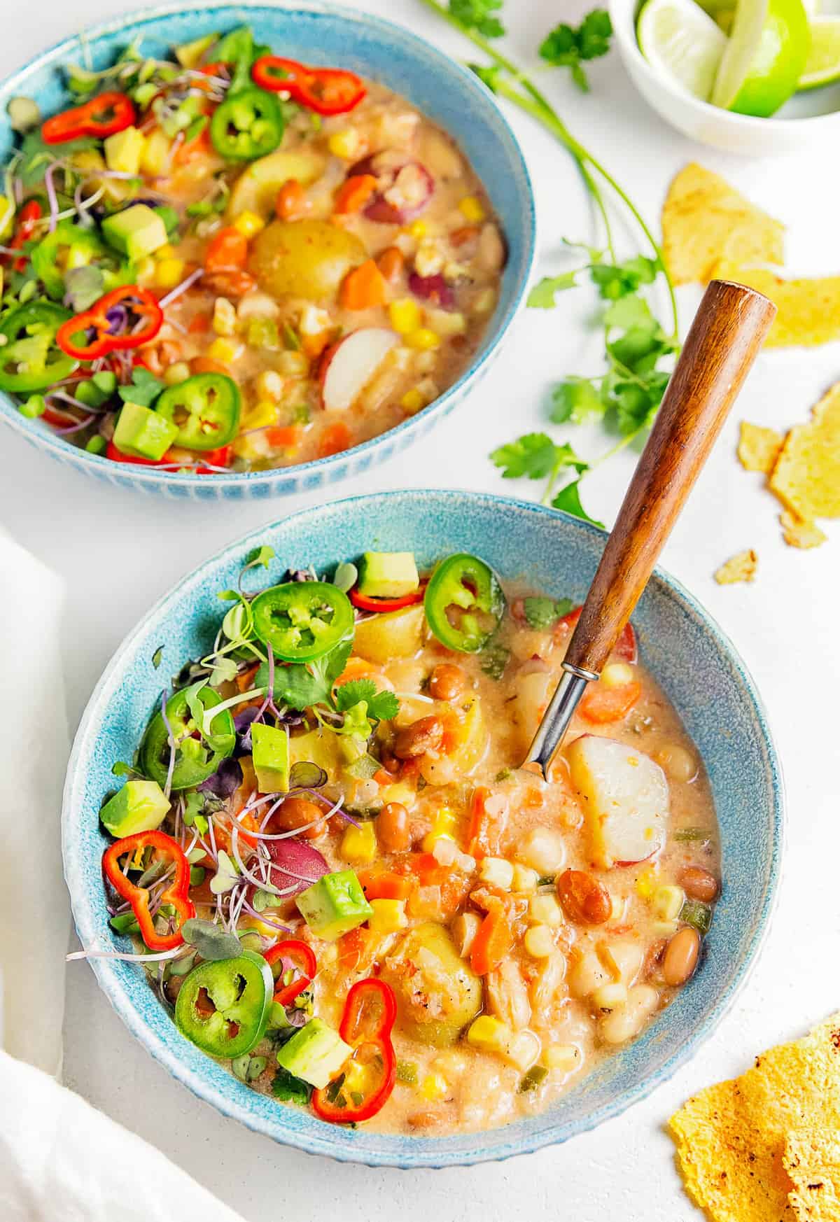 Creamy Southwestern Soup, plant based, vegan, vegetarian, whole food plant based, gluten free, recipe, wfpb, healthy, healthy vegan, oil free, no refined sugar, no oil, refined sugar free, dairy free, dinner party, entertaining, soup, stew