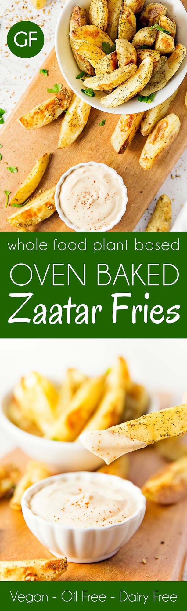 Oven Baked Zaatar Fries, plant based, vegan, vegetarian, whole food plant based, gluten free, recipe, wfpb, healthy, healthy vegan, oil free, no refined sugar, no oil, refined sugar free, dairy free, dinner party, entertaining, side, fries
