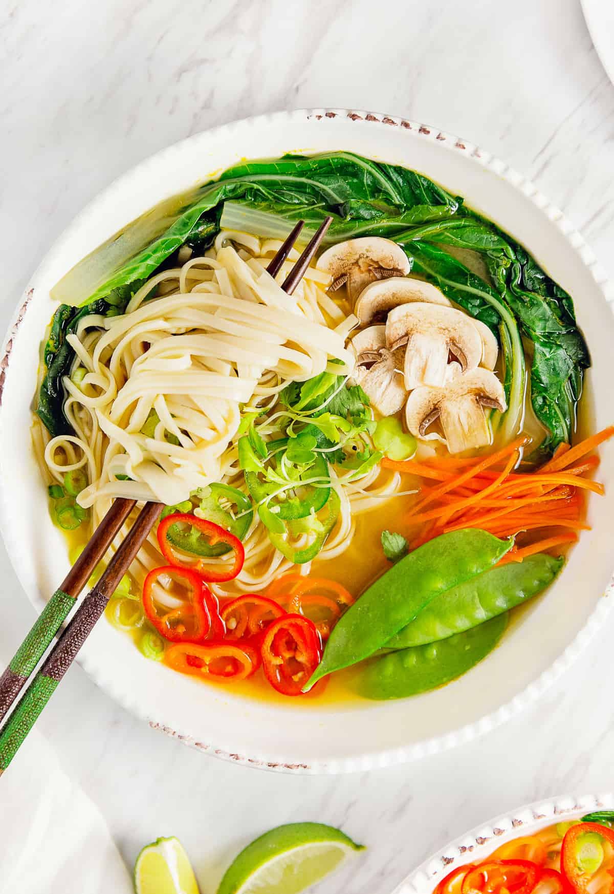 Vegan Pho, plant based, vegan, vegetarian, whole food plant based, gluten free, recipe, wfpb, healthy, healthy vegan, oil free, no refined sugar, no oil, refined sugar free, dairy free, dinner party, entertaining, soup,