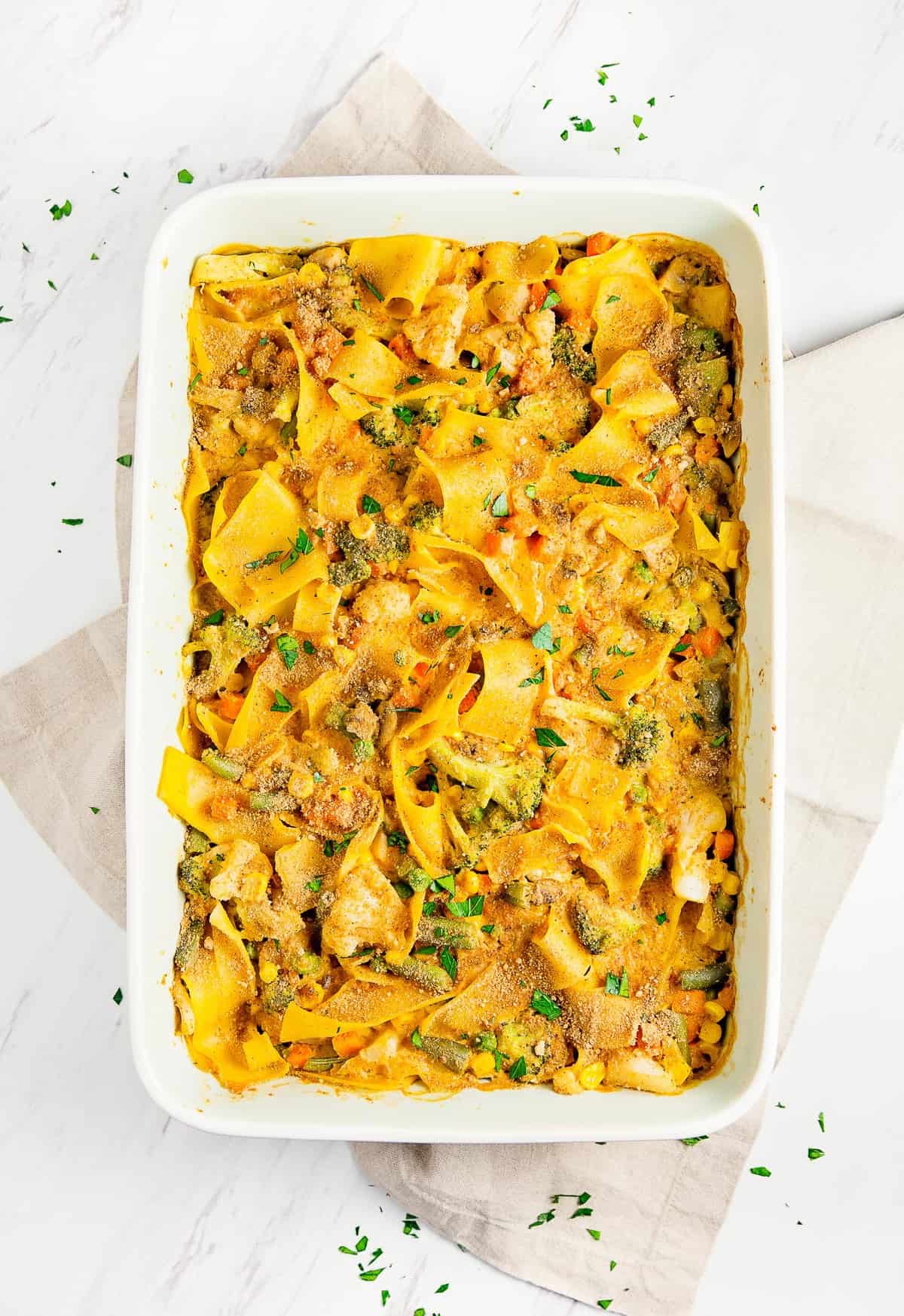 Vegan Tuna Noodle Casserole, vegan, vegetarian, whole food plant based, gluten free, recipe, wfpb, healthy, oil free, no refined sugar, no oil, refined sugar free, dinner, side, side dish, dairy free, dinner party, entertaining