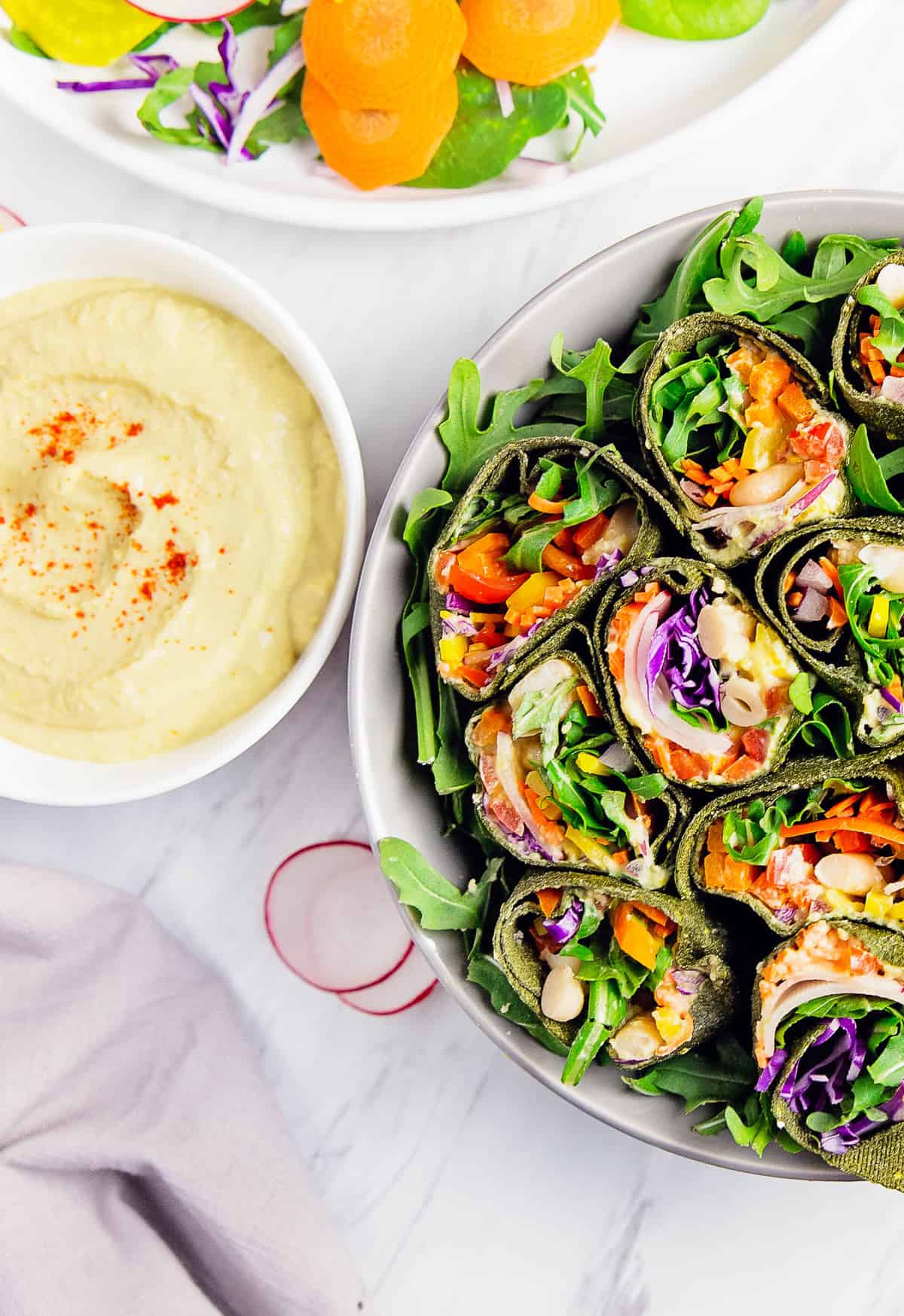 Veggie Wrap with Pickled Hummus, vegan, vegetarian, whole food plant based, gluten free, recipe, wfpb, healthy, oil free, no refined sugar, no oil, refined sugar free, dairy free, dinner party, entertaining