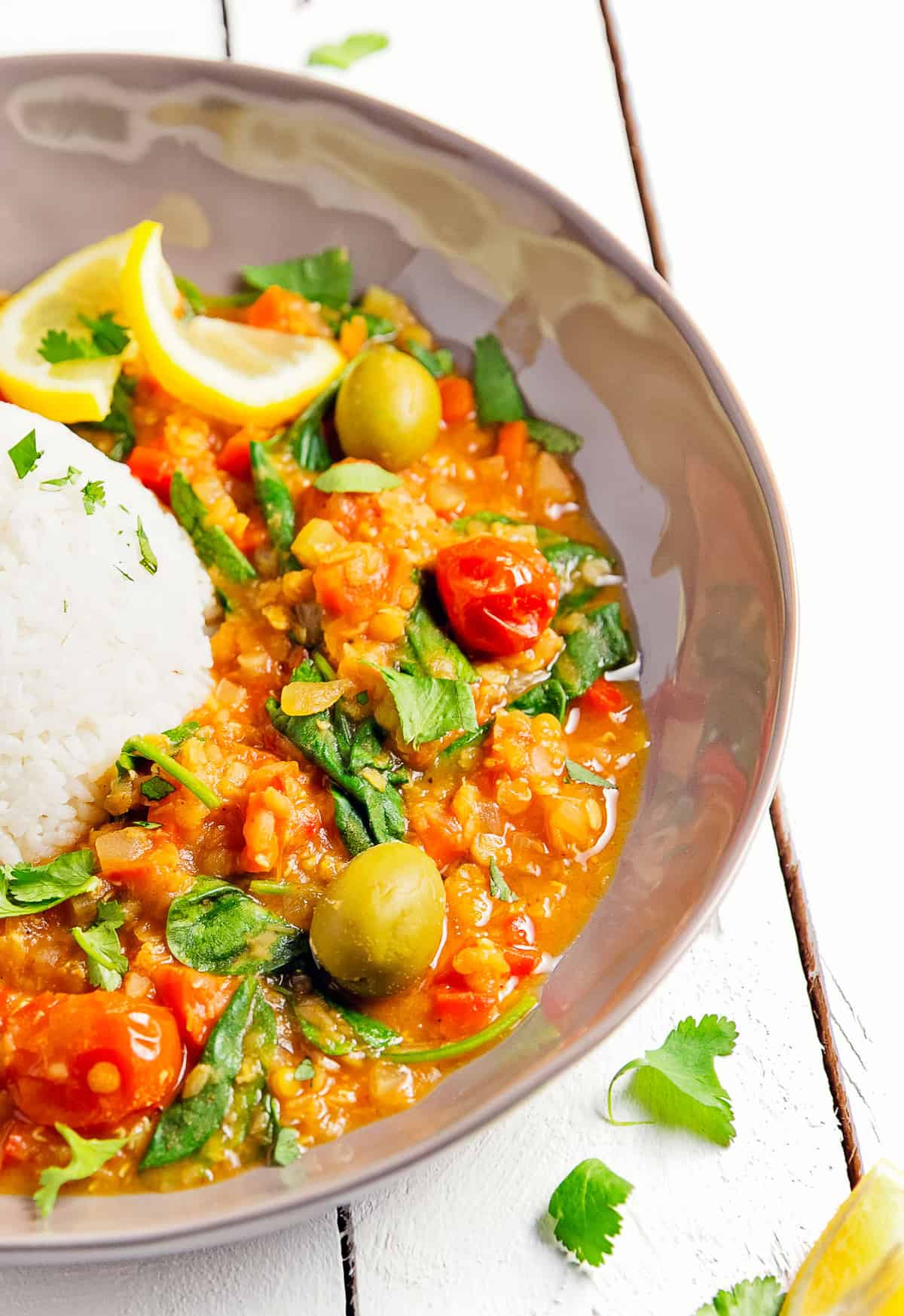 Moroccan Red Lentil Tomato Stew, plant based, vegan, vegetarian, whole food plant based, gluten free, recipe, wfpb, healthy, healthy vegan, oil free, no refined sugar, no oil, refined sugar free, dairy free, dinner party, entertaining, stew