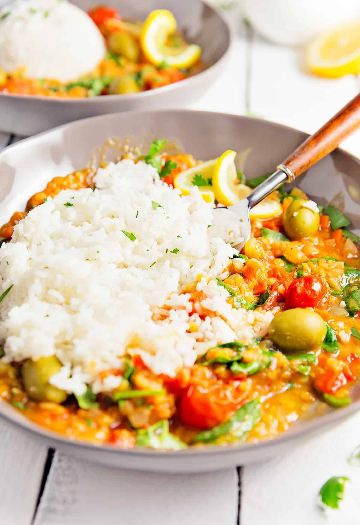Moroccan Red Lentil Tomato Stew, plant based, vegan, vegetarian, whole food plant based, gluten free, recipe, wfpb, healthy, healthy vegan, oil free, no refined sugar, no oil, refined sugar free, dairy free, dinner party, entertaining, stew
