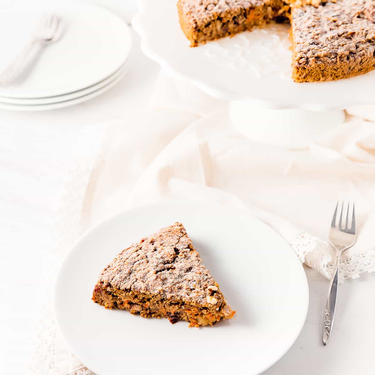 rustic carrot cake, cake, recipe, vegan, vegetarian, whole food plant based, wfpb, gluten free, oil free, refined sugar free, no oil, no dairy, dessert, sweets, dinner party, entertaining, simple, healthy