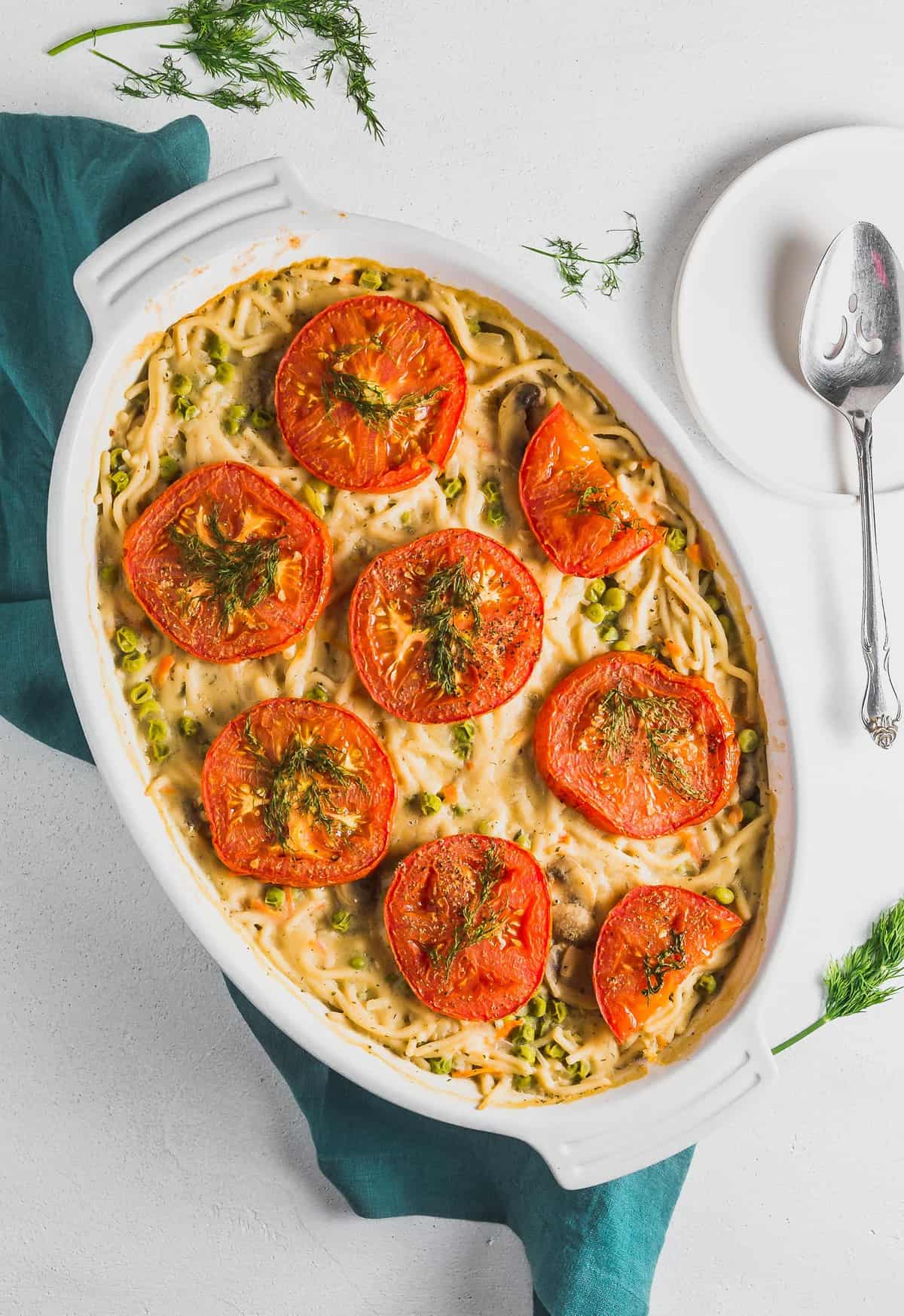 Spaghetti Pie, plant based, vegan, vegetarian, whole food plant based, gluten free, recipe, wfpb, healthy, healthy vegan, oil free, no refined sugar, no oil, refined sugar free, dairy free, dinner party, entertaining, dinner, lunch, pasta