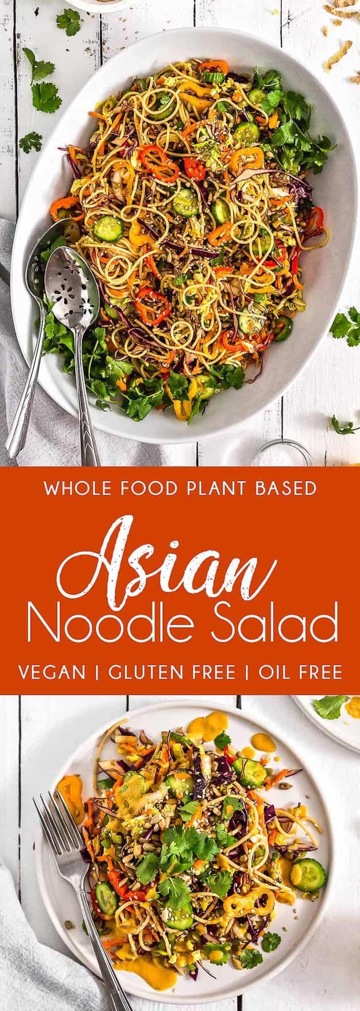 Asian Noodle Salad, noodle salad, plant based, vegan, vegetarian, whole food plant based, gluten free, recipe, wfpb, healthy, healthy vegan, oil free, no refined sugar, no oil, refined sugar free, dairy free, salad, noodles, pasta