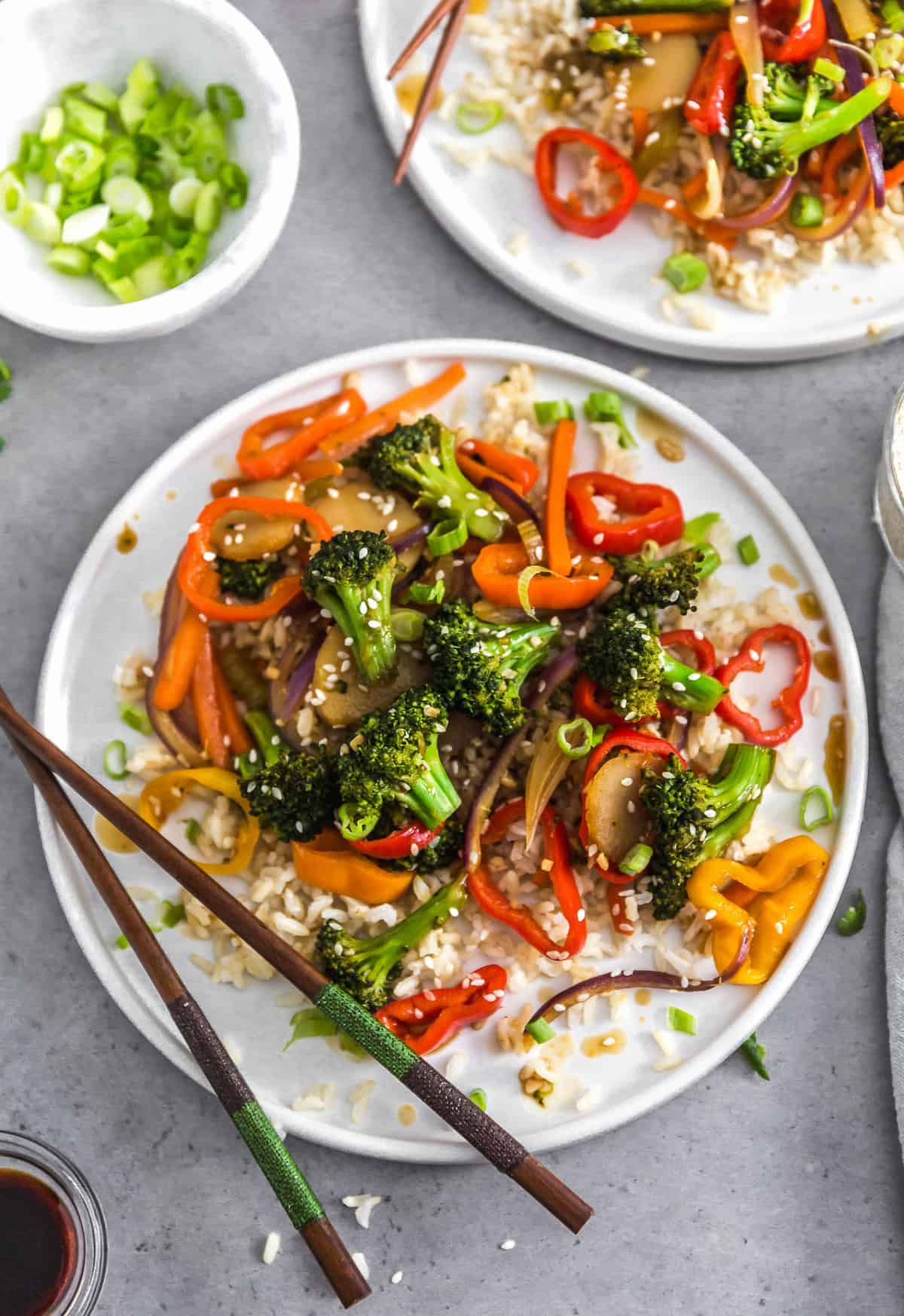 Asian Veggie Stir Fry, plant based, vegan, vegetarian, whole food plant based, gluten free, recipe, wfpb, healthy, healthy vegan, oil free, no refined sugar, no oil, refined sugar free, dairy free, veggies, vegetables, stir fry, dinner, rice, Asian recipes