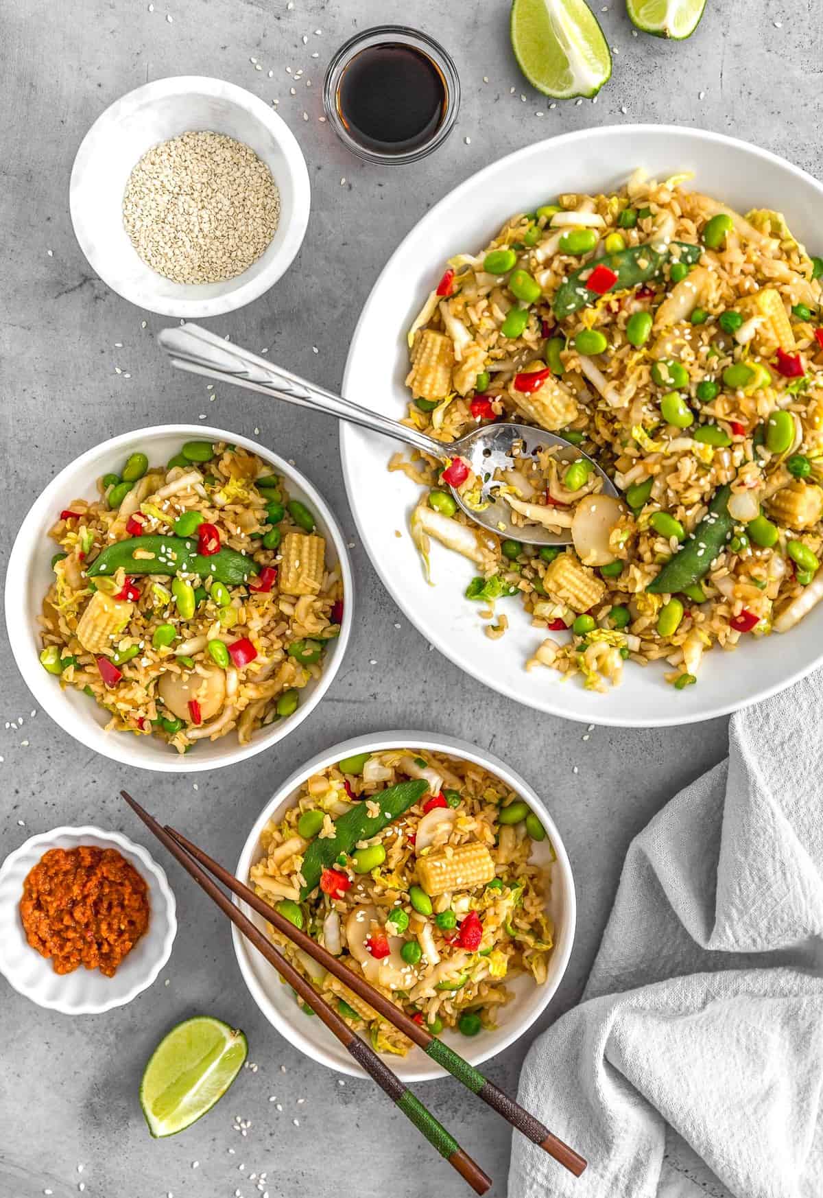 Cabbage Fried Rice, plant based, vegan, vegetarian, whole food plant based, gluten free, recipe, wfpb, healthy, healthy vegan, oil free, no refined sugar, no oil, refined sugar free, dairy free, veggies, vegetables, fried rice, dinner, rice, Asian recipes, cabbage