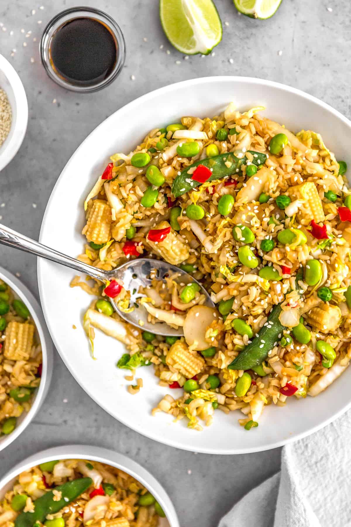 Cabbage Fried Rice, plant based, vegan, vegetarian, whole food plant based, gluten free, recipe, wfpb, healthy, healthy vegan, oil free, no refined sugar, no oil, refined sugar free, dairy free, veggies, vegetables, fried rice, dinner, rice, Asian recipes, cabbage