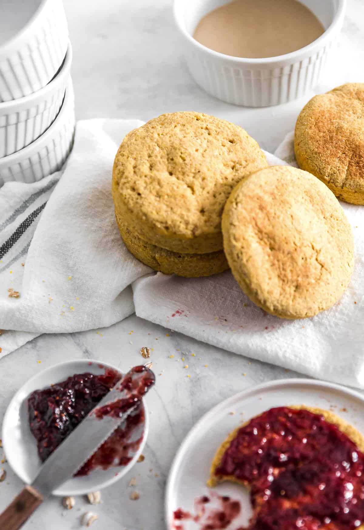 Cornmeal Biscuit, plant based, vegan, vegetarian, whole food plant based, gluten free, recipe, wfpb, healthy, healthy vegan, oil free, no refined sugar, no oil, refined sugar free, dairy free, cornmeal, biscuit, bread, english muffin, easy recipe, fast recipe, sides, breakfast