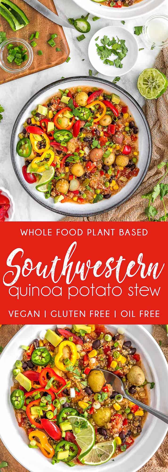 Southwestern Quinoa Potato Stew, Quinoa, Potatoes, Stew, plant based, vegan, vegetarian, whole food plant based, gluten free, recipe, wfpb, healthy, healthy vegan, oil free, no refined sugar, no oil, refined sugar free, dairy free, dinner, lunch, veggies