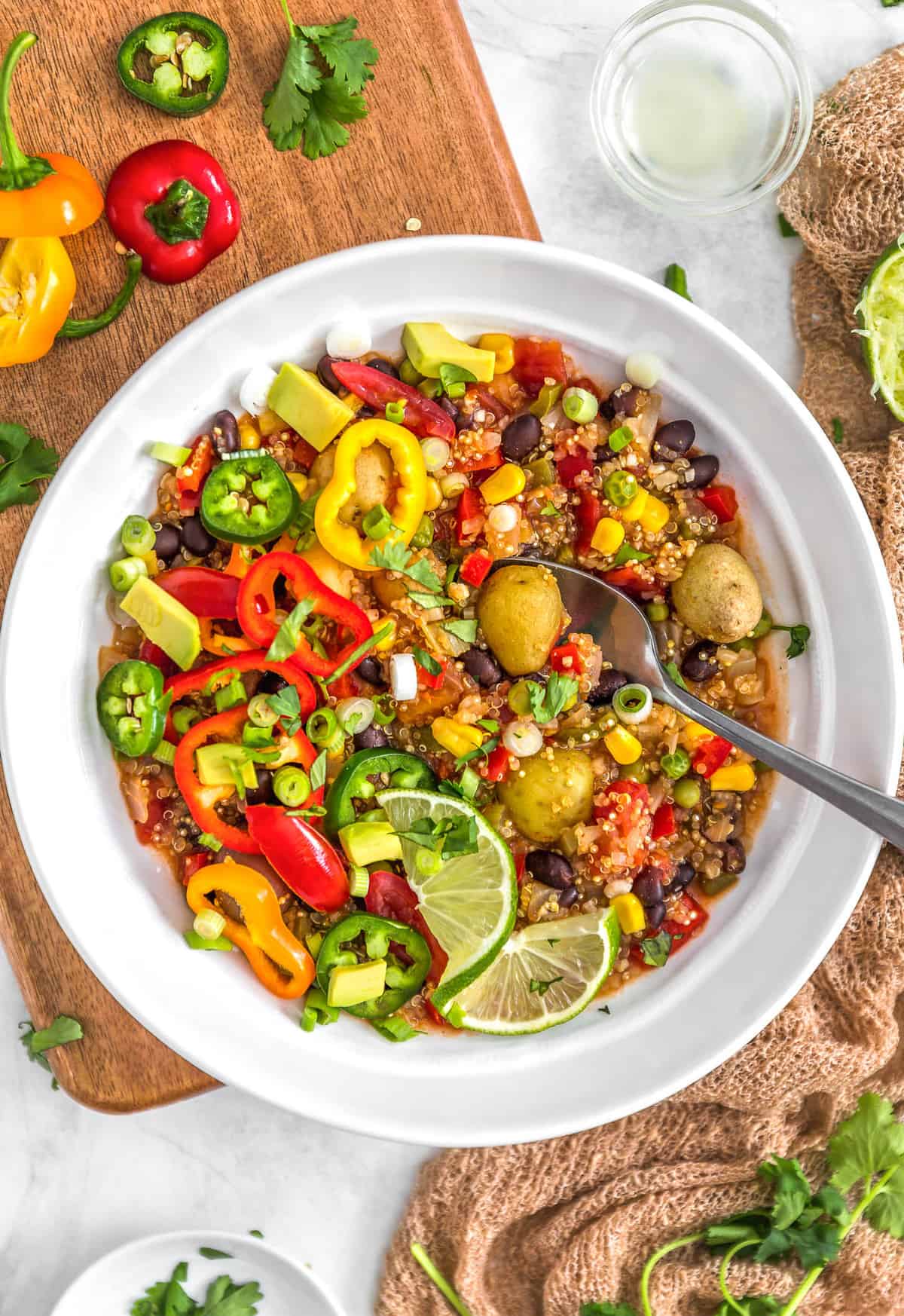 Southwestern Quinoa Potato Stew, Quinoa, Potatoes, Stew, plant based, vegan, vegetarian, whole food plant based, gluten free, recipe, wfpb, healthy, healthy vegan, oil free, no refined sugar, no oil, refined sugar free, dairy free, dinner, lunch, veggies