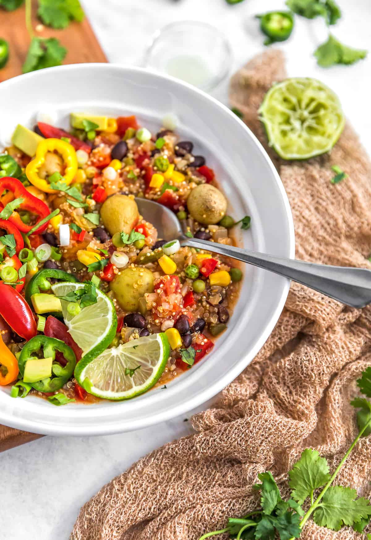 Southwestern Quinoa Potato Stew, Quinoa, Potatoes, Stew, plant based, vegan, vegetarian, whole food plant based, gluten free, recipe, wfpb, healthy, healthy vegan, oil free, no refined sugar, no oil, refined sugar free, dairy free, dinner, lunch, veggies