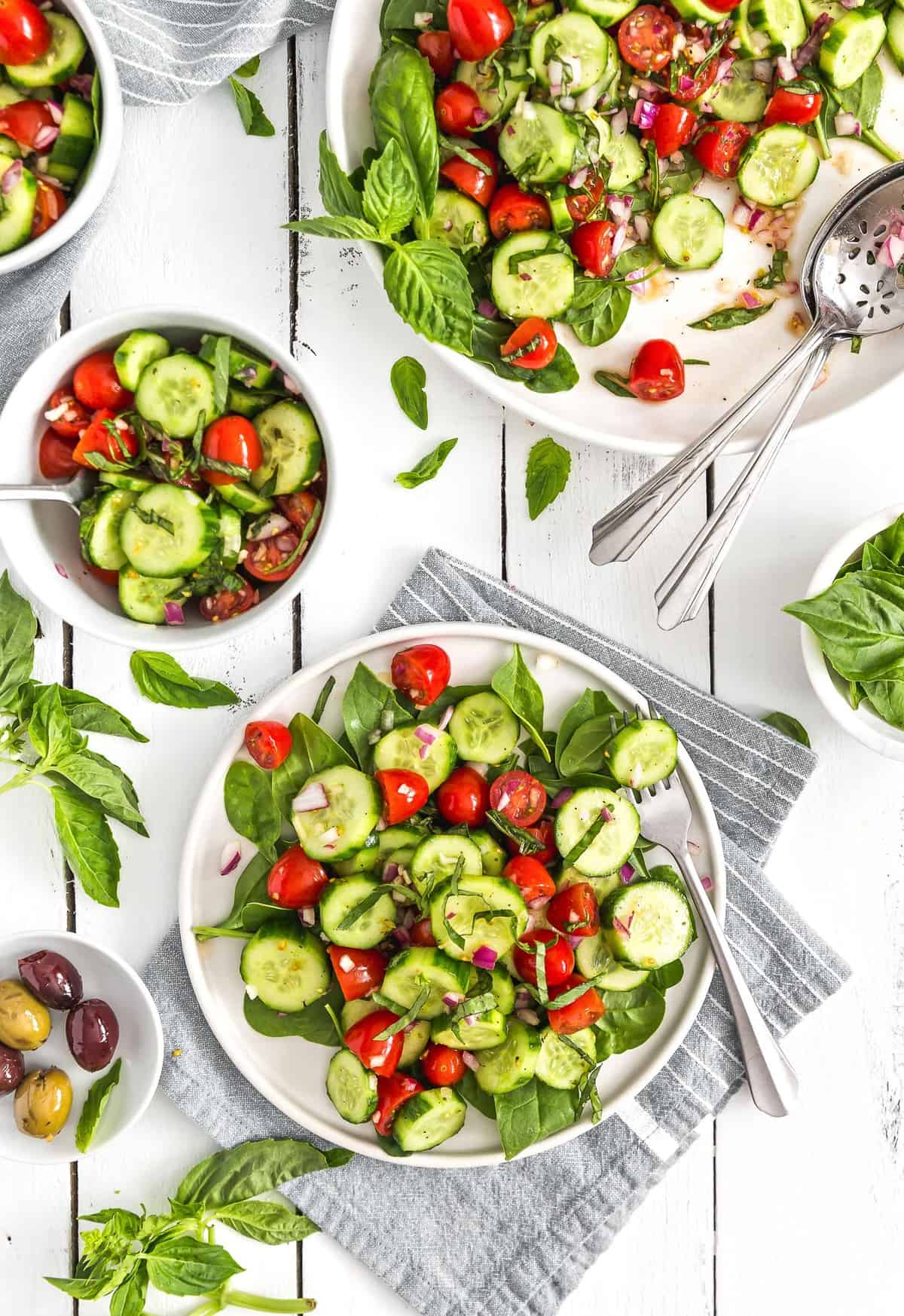 Cucumber Tomato Salad, cucumbers, tomato, salad, plant based, vegan, vegetarian, whole food plant based, gluten free, recipe, wfpb, healthy, healthy vegan, oil free, no refined sugar, no oil, refined sugar free, dairy free, appetizer, starter, snack, dinner, lunch, veggies