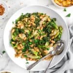 Italian Greens and Beans, greens, vegan greens recipe, plant based, vegan, vegetarian, whole food plant based, gluten free, recipe, wfpb, healthy, healthy vegan, oil free, no refined sugar, no oil, refined sugar free, dairy free, dinner, lunch, beans, legumes, greens, escarole, spinach, Swiss Chard