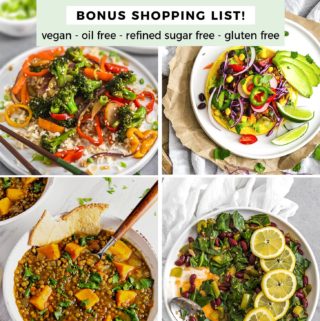 Monkey and Me's Menu, Menu 1, weekly recipe plan, menu, planner, plant based, vegan, vegetarian, whole food plant based, gluten free, recipe, wfpb, healthy, healthy vegan, oil free, no refined sugar, no oil, refined sugar free, dairy free, dinner, lunch, menu, plant based menu, vegan menu, weekly menu, meal plan, vegan meal plan, plant based meal plan, shopping list