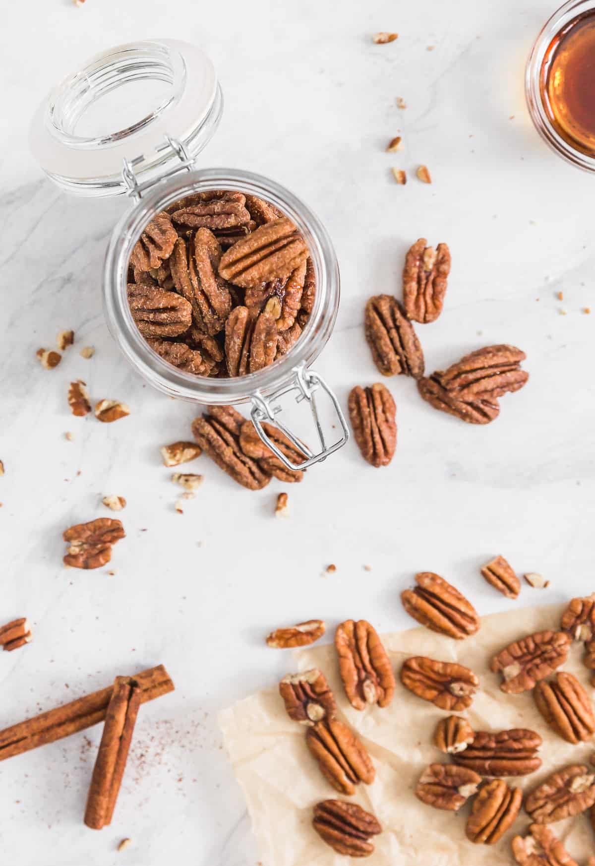 Cinnamon Maple Glazed Pecans, vegan snack, vegan appetizer, glazed pecans, pecans, nuts, plant based salad, plant based, vegan, vegetarian, whole food plant based, gluten free, recipe, wfpb, healthy, healthy vegan, oil free, no refined sugar, no oil, refined sugar free, dairy free, dairy, dinner, lunch, healthy recipe