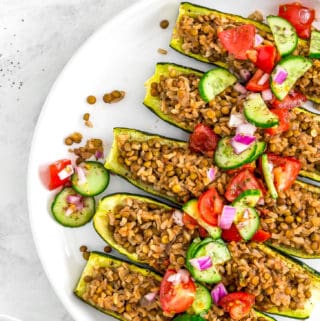 Middle Eastern Stuffed Zucchini Boats - Monkey and Me Kitchen Adventures