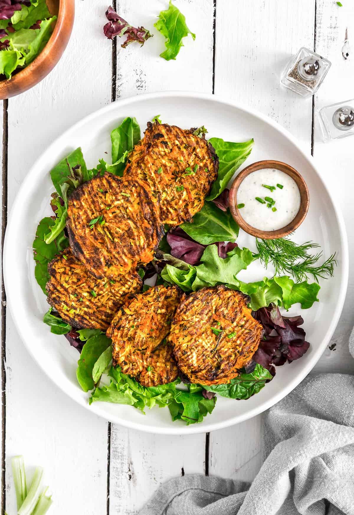 No Oil Vegan Buffalo Zucchini Fritters - Monkey and Me Kitchen Adventures