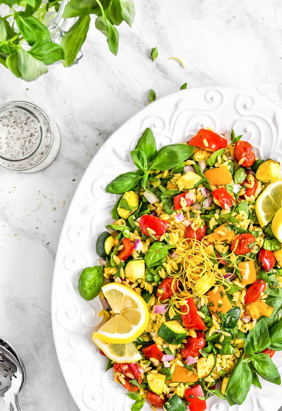 Orzo Spinach Roasted Veggie Salad