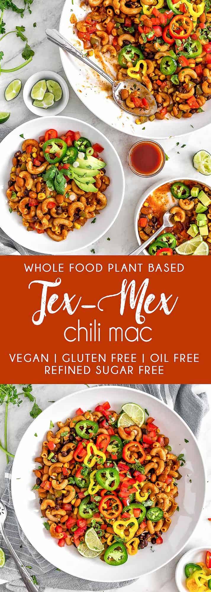 Tex-Mex Chili Mac, Vegan chili mac, vegan dinner, chili, mac, chili mac, tex-mex, southwestern, plant based dinner, plant based, vegan, vegetarian, whole food plant based, gluten free, recipe, wfpb, healthy, healthy vegan, oil free, no refined sugar, no oil, refined sugar free, dairy free, dairy, dinner, lunch, healthy recipe, vegan meal