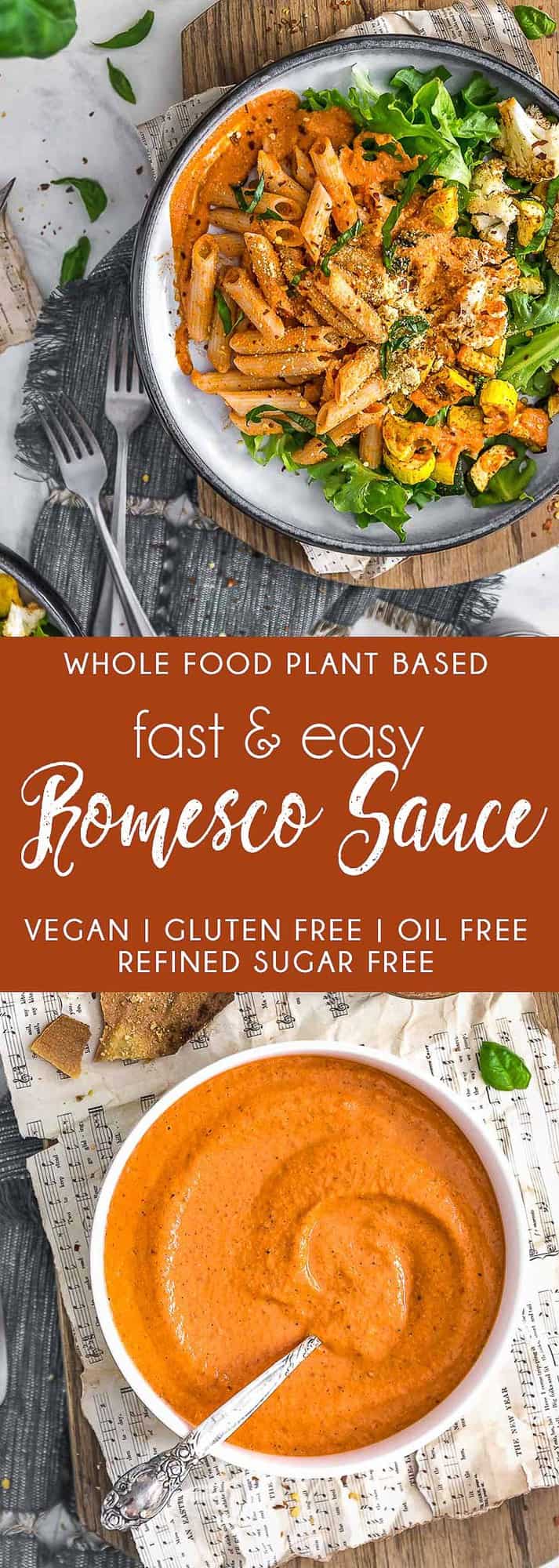 Fast and Easy Romesco Sauce, vegan sauce, vegan romesco, plant based romesco, plant based, vegan, vegetarian, whole food plant based, gluten free, recipe, wfpb, healthy, healthy vegan, oil free, no refined sugar, no oil, refined sugar free, dairy free, dinner party, entertaining, dinner, lunch, pasta, pasta sauce, sauce, pepper sauce, peppers, fast recipe, easy recipe, quick recipe, 30 minute meal, 15 minute meal, 10 minute meal, dip, appetizer