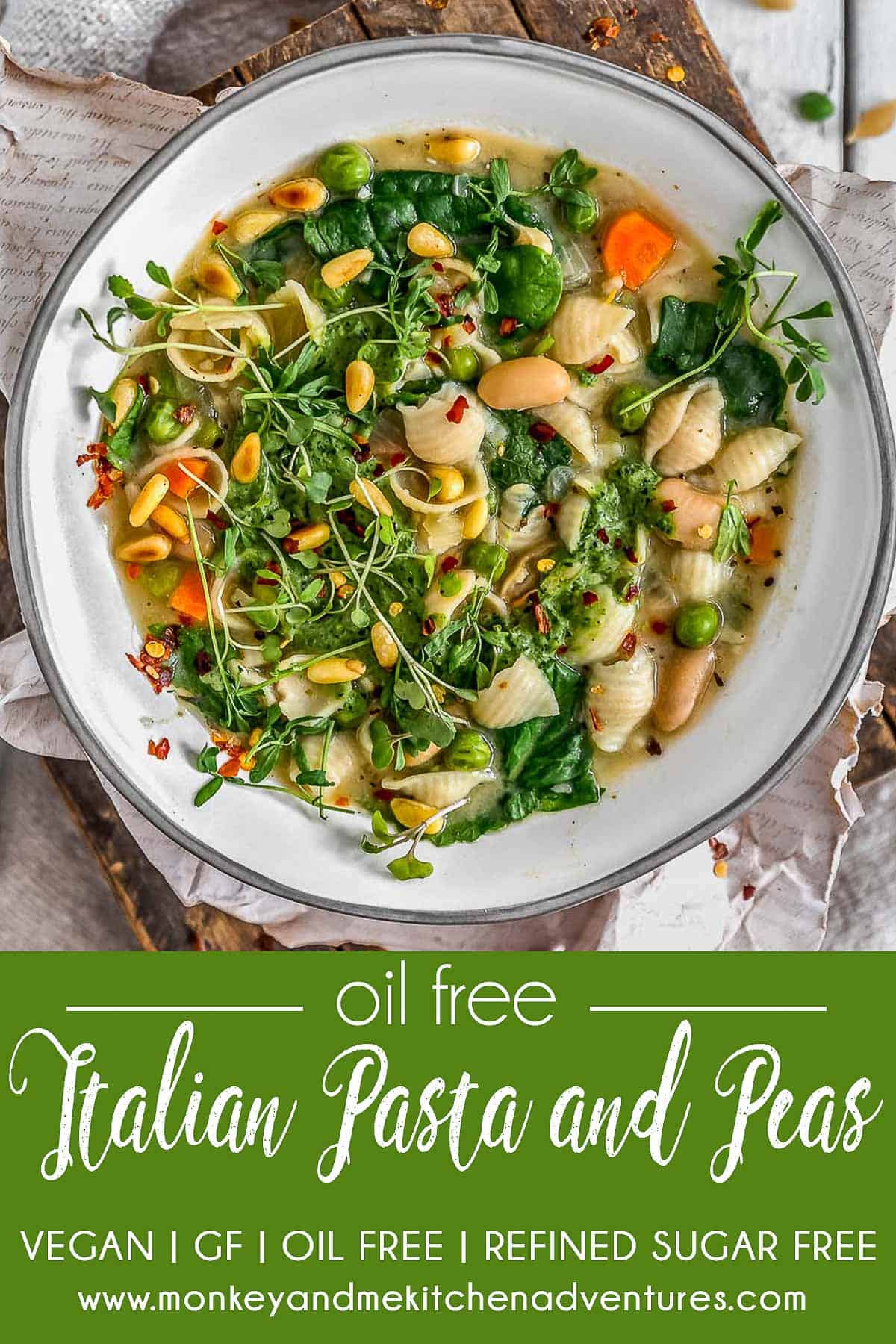 Italian Pasta and Peas, vegan soup, vegan pasta, peas, hearty soup, soup, pea soup, plant based, vegan, vegetarian, whole food plant based, gluten free, recipe, wfpb, healthy, healthy vegan, oil free, no refined sugar, no oil, refined sugar free, dairy free, dinner party, entertaining, dinner, lunch, oil free soup, oil free dinner, easy recipe, fall, winter, spring, soup recipes, Italian, food photography, photography, soup photography, flatlay