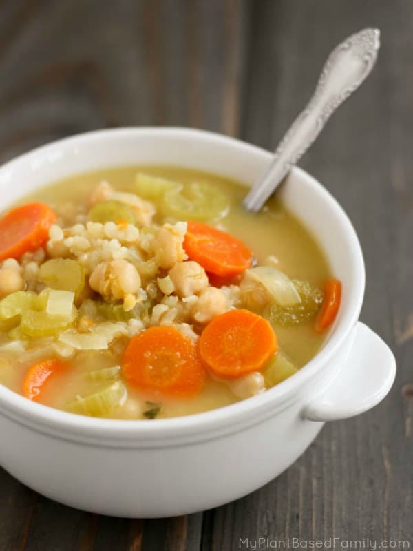 bowl of chickpea and rice soup