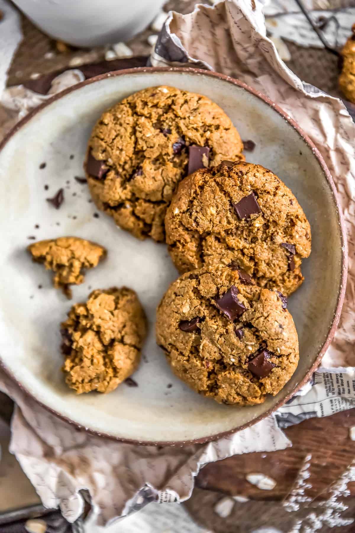 Plate of Healthy Vegan Chocolate Chip Cookies