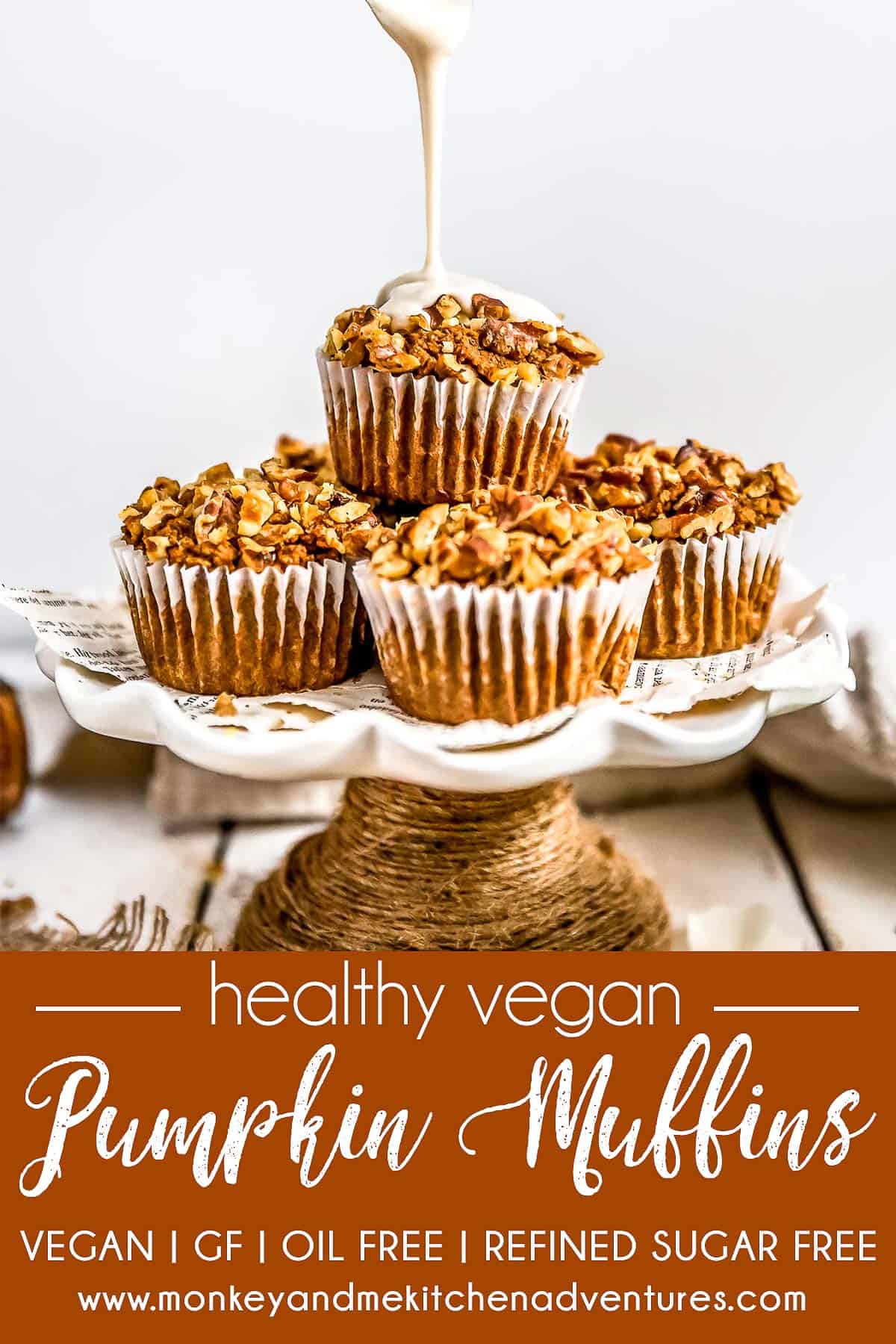 Healthy Vegan Pumpkin Muffins with text describing it.