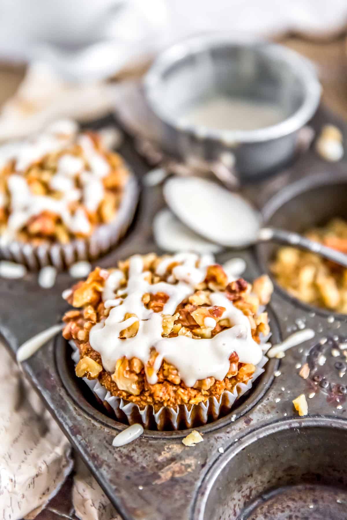 Healthy Vegan Pumpkin Muffins in a muffin pan