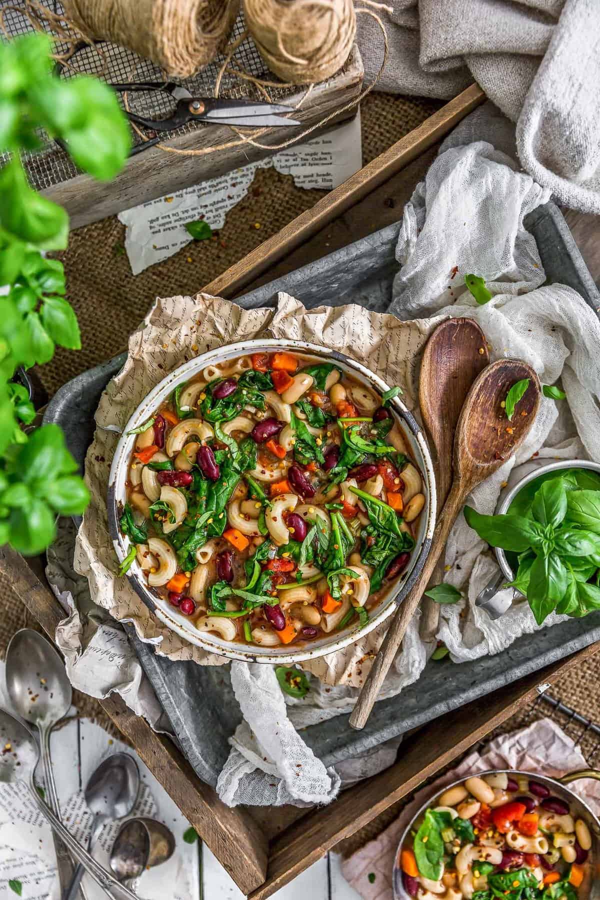 Tablescape of Italian Pasta Fagioli