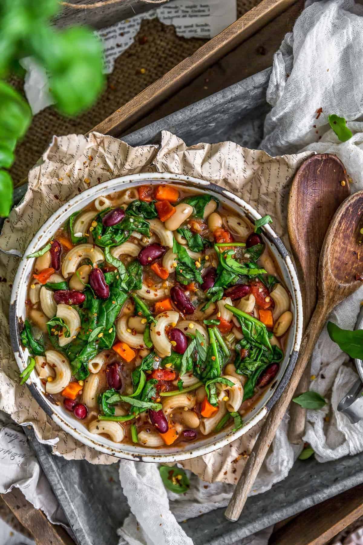 Tablescape of Italian Pasta Fagioli